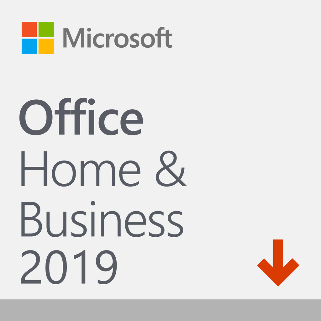 Microsoft Office 2019 Home and Business product box with colorful icons