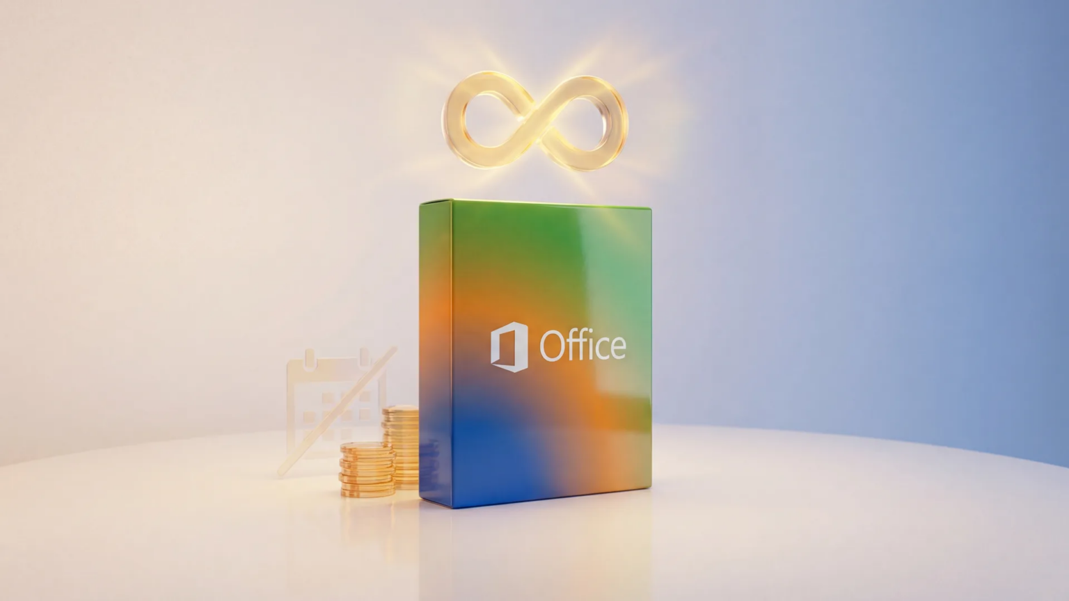 Office product box with golden infinity symbol