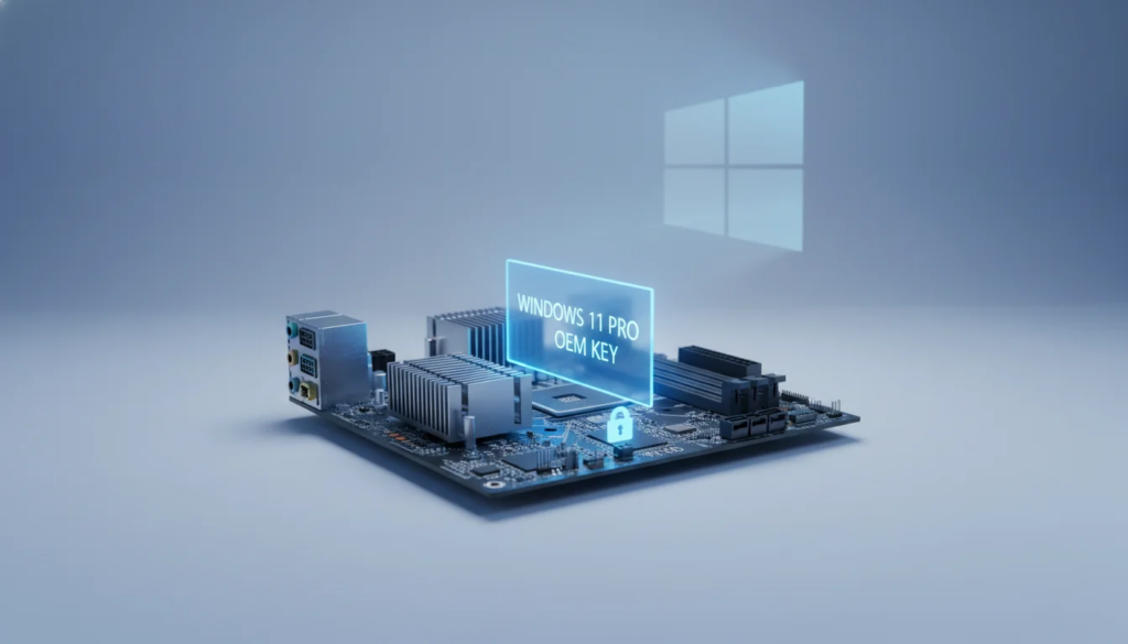 Windows 11 Pro OEM key hardware binding concept