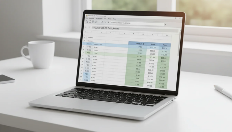 Excel VLOOKUP tutorial showing VLOOKUP formula and lookup table in Microsoft Excel