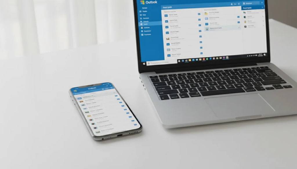 How to set up Microsoft Outlook on iPhone showing Outlook app inbox on mobile