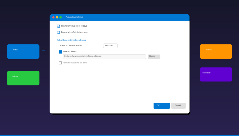 How to set up auto-archive in Microsoft Outlook with AutoArchive settings dialog
