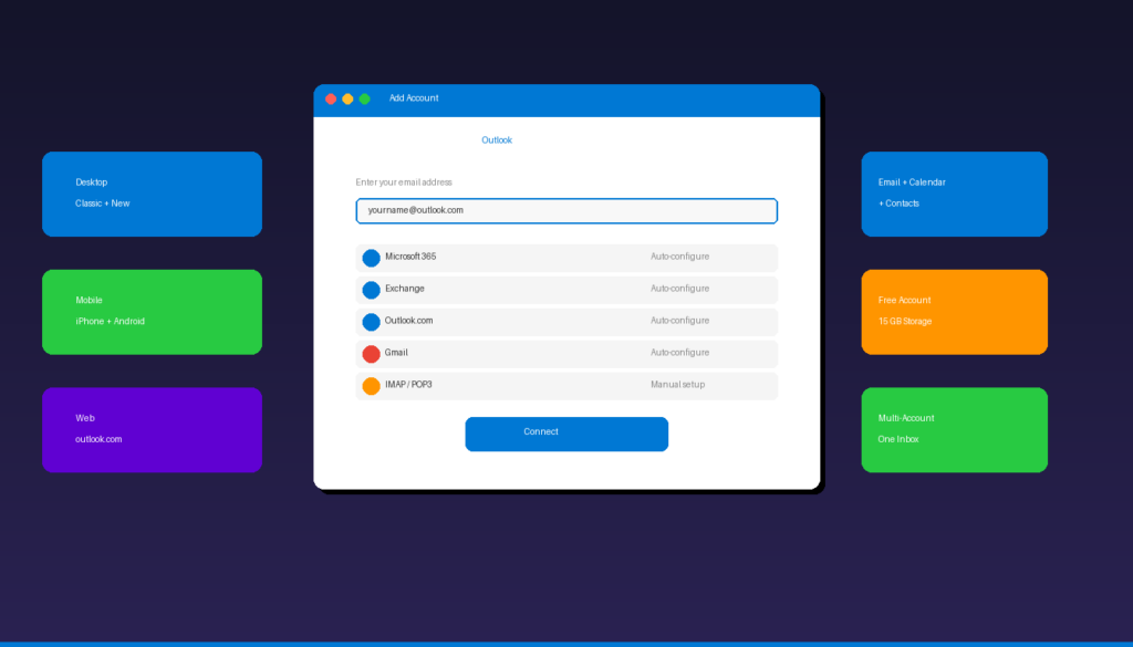 How to set up a new Outlook email account with Microsoft 365 Exchange Gmail and IMAP support